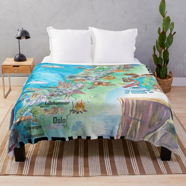 Item preview, Illustrated Norway Country Map with Iconic Landmarks & Highlights designed and sold by artshop77.