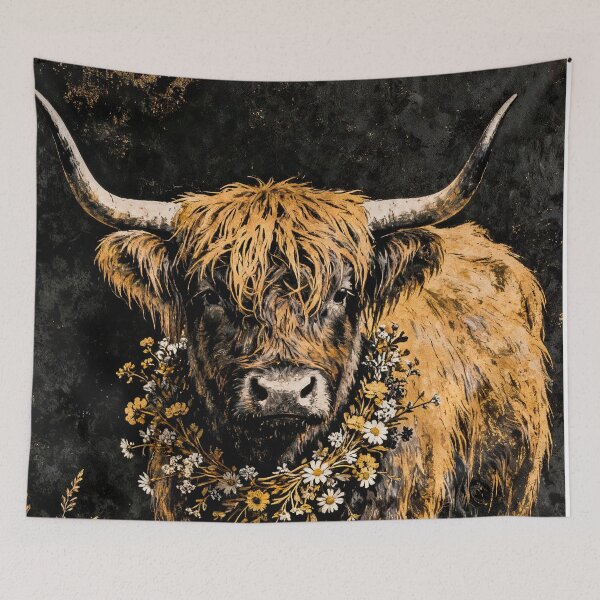 Item preview, Highland cow with floral garland designed and sold by paulrommer.