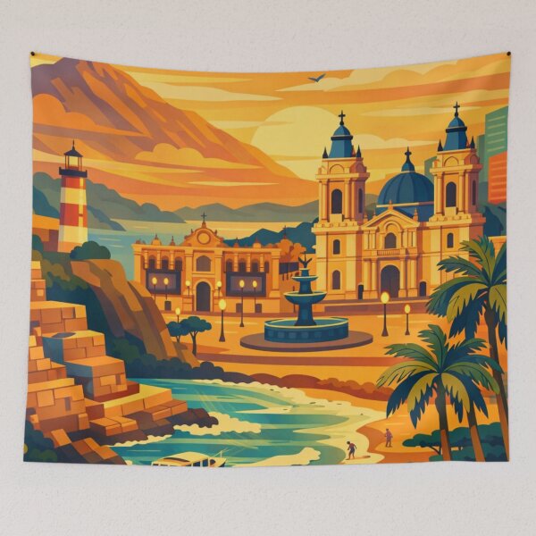 Item preview, Lima Peru Sunset Travel Poster designed and sold by MatthewHeights.