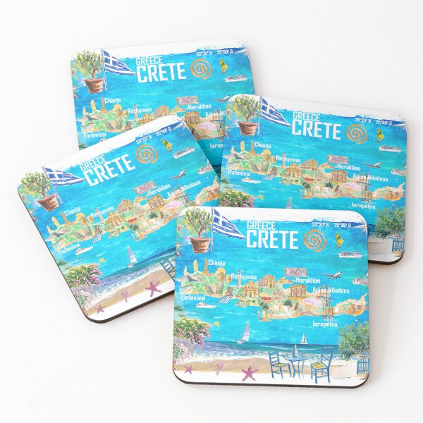 Item preview, Crete Greece Illustrated Island Map with Iconic Highlights designed and sold by artshop77.