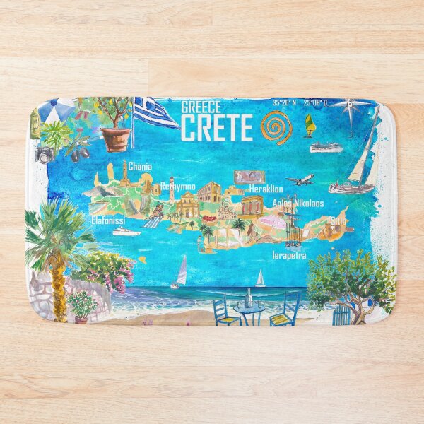 Item preview, Crete Greece Illustrated Island Map with Iconic Highlights designed and sold by artshop77.