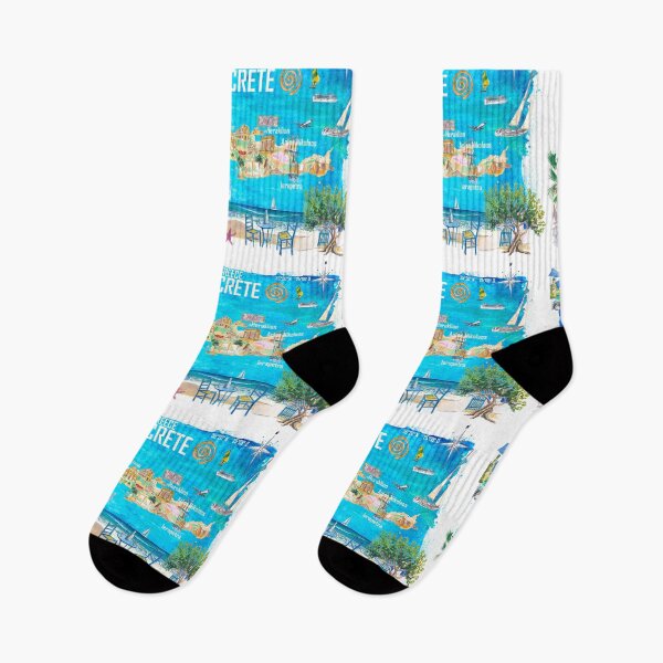 Item preview, Crete Greece Illustrated Island Map with Iconic Highlights designed and sold by artshop77.