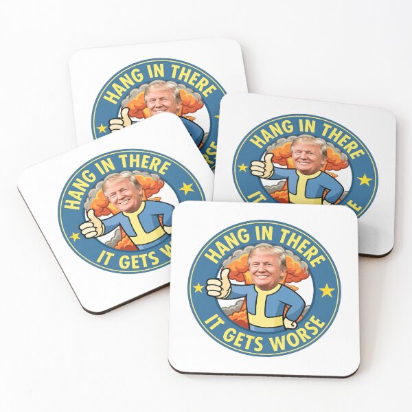Item preview, Hang in there it gets worse Funny Trump thumbs up retro survivor humor designed and sold by SkeletonsDanger.
