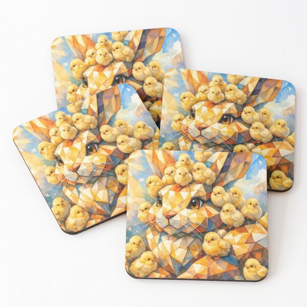 Item preview, Easter Bunny with Cute Fluffy Chicks designed and sold by M-Y-A-R-T-.