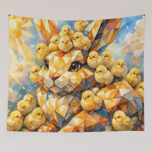 Item preview, Easter Bunny with Cute Fluffy Chicks designed and sold by M-Y-A-R-T-.
