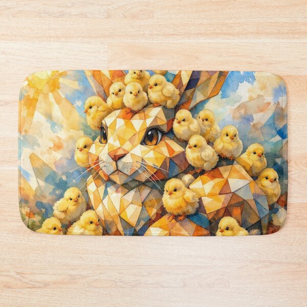 Item preview, Easter Bunny with Cute Fluffy Chicks designed and sold by M-Y-A-R-T-.