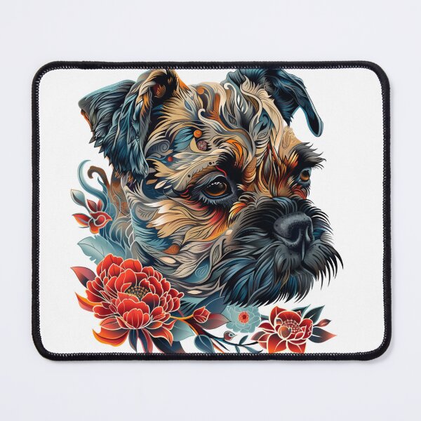 Item preview, Border Terrier with flowers designed and sold by MendaciousMina.