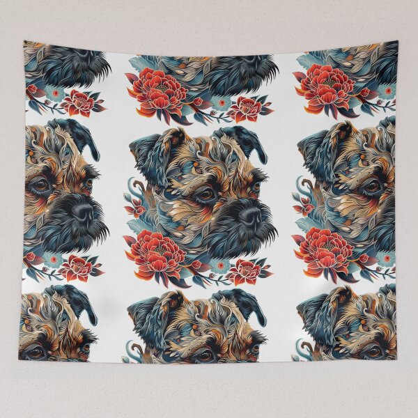 Item preview, Border Terrier with flowers designed and sold by MendaciousMina.