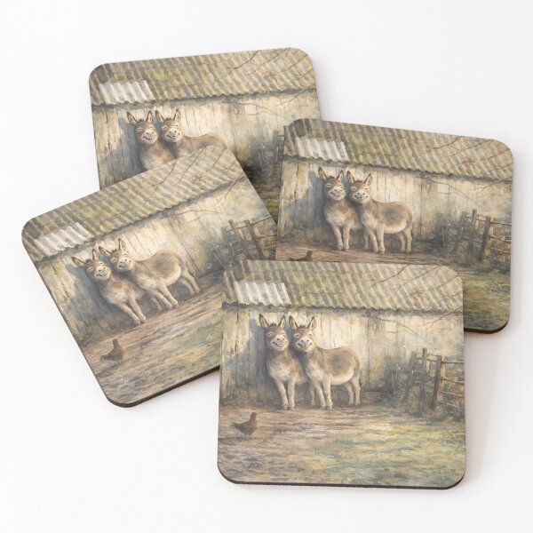 Item preview, Two Donkeys in Rustic Farmyard designed and sold by cuprum.