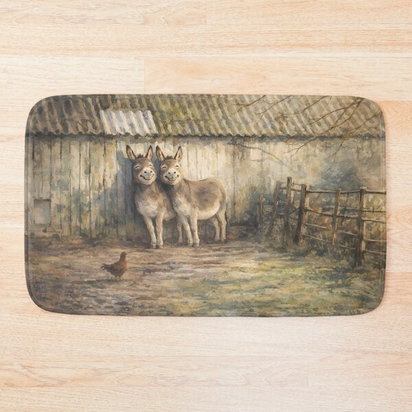 Item preview, Two Donkeys in Rustic Farmyard designed and sold by cuprum.