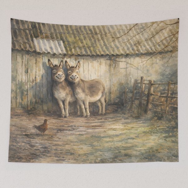 Item preview, Two Donkeys in Rustic Farmyard designed and sold by cuprum.