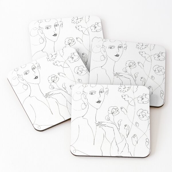 Item preview, Minimalist Floral Woman Line Drawing designed and sold by TinTinBloom.