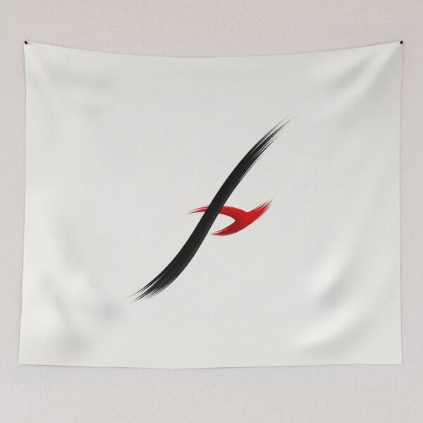 Item preview, Minimalist Dual Stroke Art – Black and Red Abstract Zen Brush Painting designed and sold by DrizzyV.
