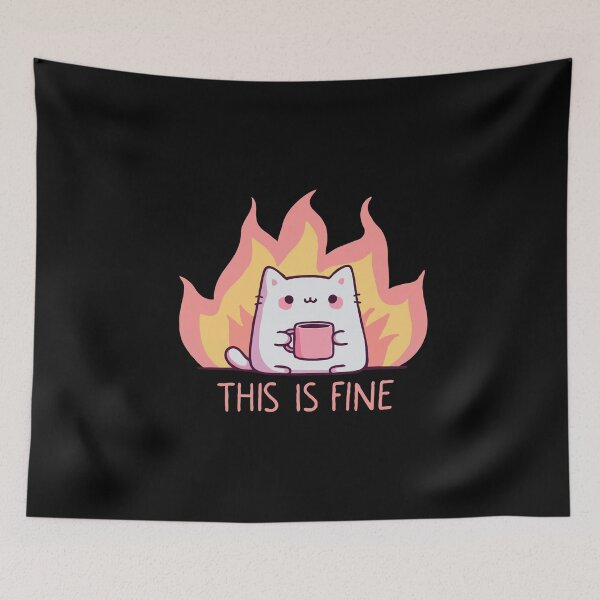 Item preview, Cat, This Is Fine designed and sold by Gkinoki.