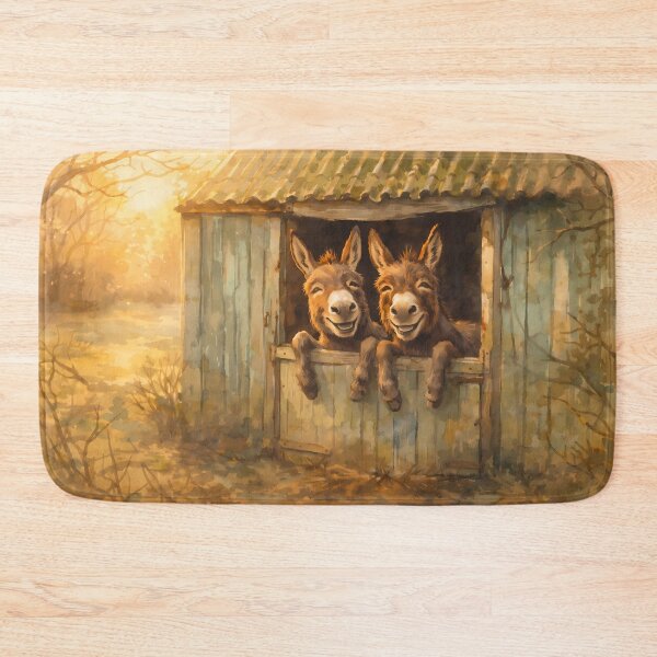 Item preview, Two Happy Donkeys in a Barn designed and sold by cuprum.