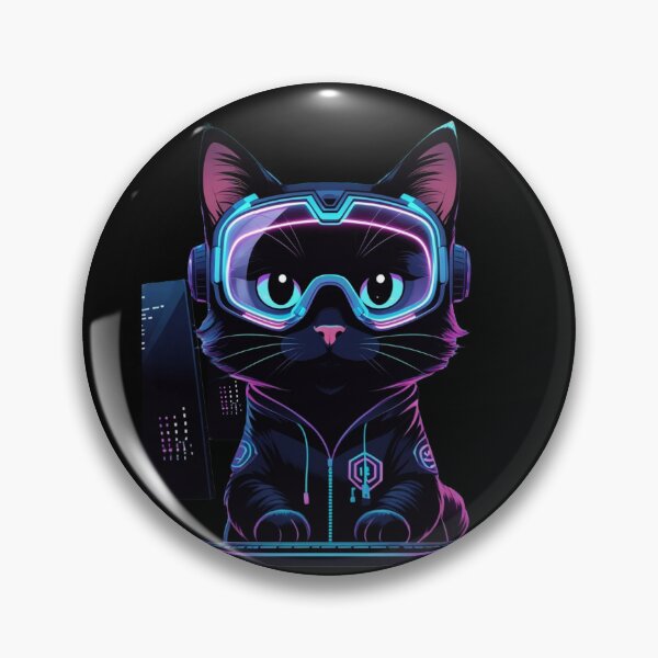 Item preview, Cyberpunk Hacker Cat Art designed and sold by PaulyTechStudio.