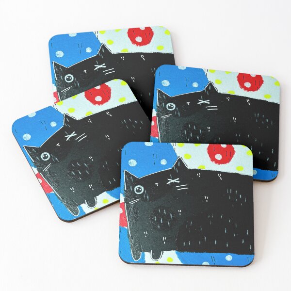 Item preview, Little Wink - Cute One Eyed Black Cat Mixed Media - Day 108 of 365  designed and sold by BeeandKiwi.