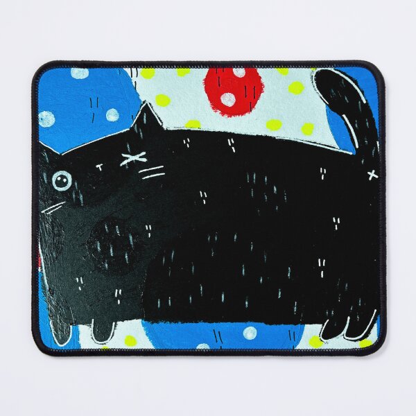 Item preview, Little Wink - Cute One Eyed Black Cat Mixed Media - Day 108 of 365  designed and sold by BeeandKiwi.