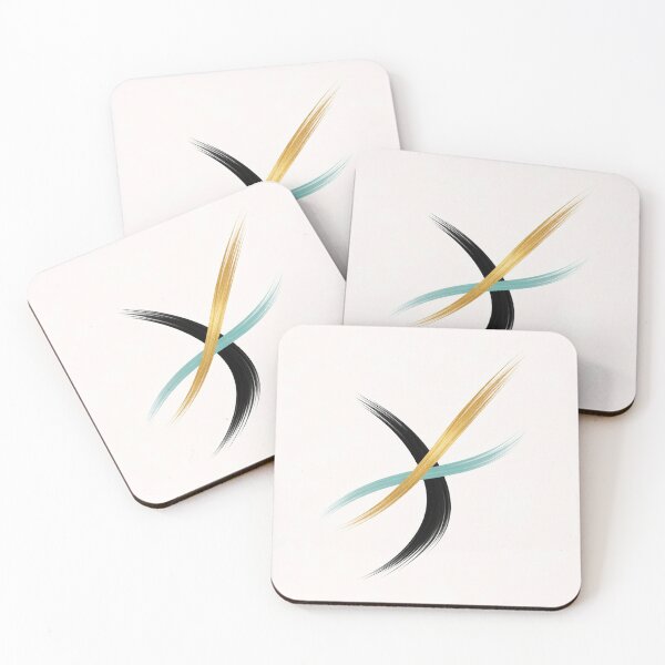 Item preview, Luxury Minimalist Brush Art – Black Gold and Teal Abstract Composition designed and sold by DrizzyV.