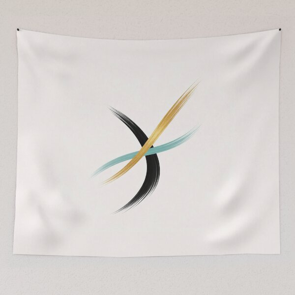 Item preview, Luxury Minimalist Brush Art – Black Gold and Teal Abstract Composition designed and sold by DrizzyV.