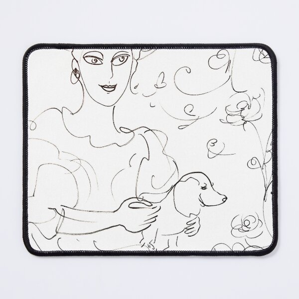 Item preview, Gentle Woman holding dog Line Drawing Sticker designed and sold by TinTinBloom.