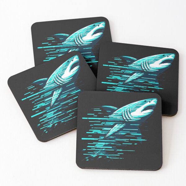 Item preview, Cyber Shark System Bite – Digital Glitch Art – Futuristic Neon Tech designed and sold by Phetuvov.