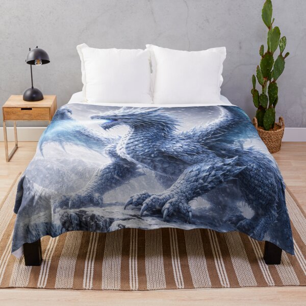 Item preview, Ice Dragon on Frozen Mountain – Epic Winter Fantasy Dragon Artwork designed and sold by DrakariArt.