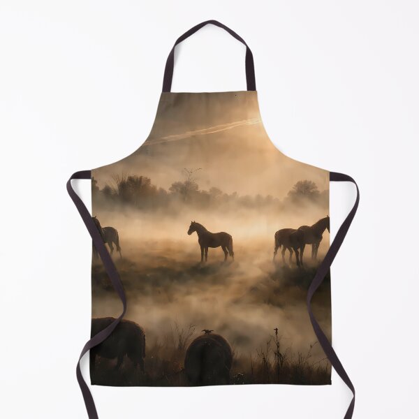Item preview, Dawn Mist Over Grazing Horses designed and sold by cuprum.