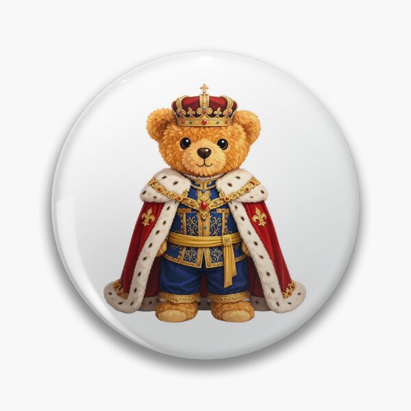 Item preview, Majestic Royal King Teddy Bear in Crown and Velvet Cape Illustration designed and sold by CuteBear87.