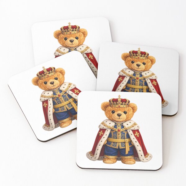 Item preview, Majestic Royal King Teddy Bear in Crown and Velvet Cape Illustration designed and sold by CuteBear87.