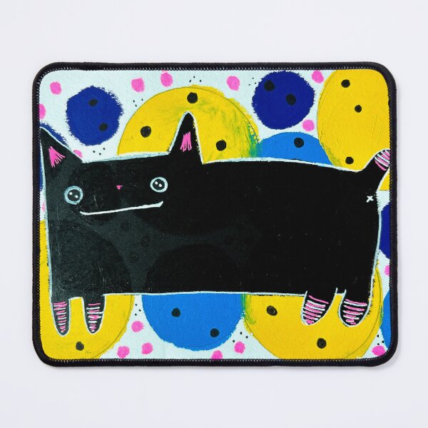 Item preview, Little Smirk in Socks - Cute Black Cat Mixed Media - Day 109 of 365  designed and sold by BeeandKiwi.