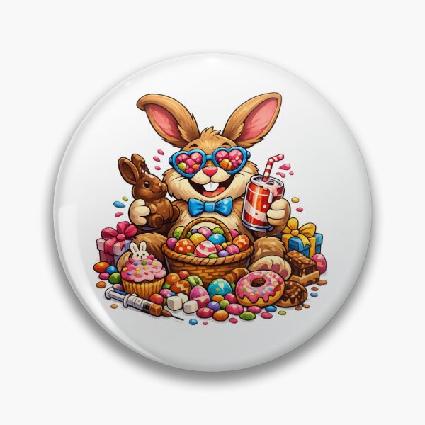 Item preview, Funny Easter bunny with sweets – Humorous Easter Bunny Cartoon Design designed and sold by CoolContent Factory.