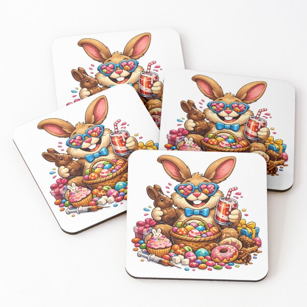 Item preview, Funny Easter bunny with sweets – Humorous Easter Bunny Cartoon Design designed and sold by CoolContent Factory.