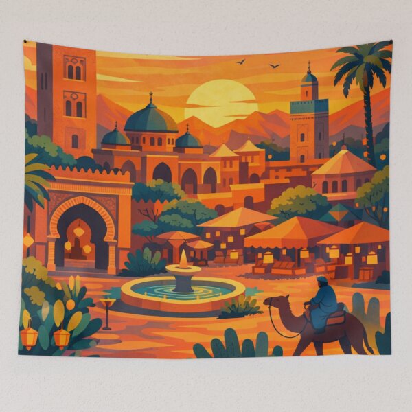 Item preview, Marrakech Morocco Sunset Travel Poster designed and sold by MatthewHeights.
