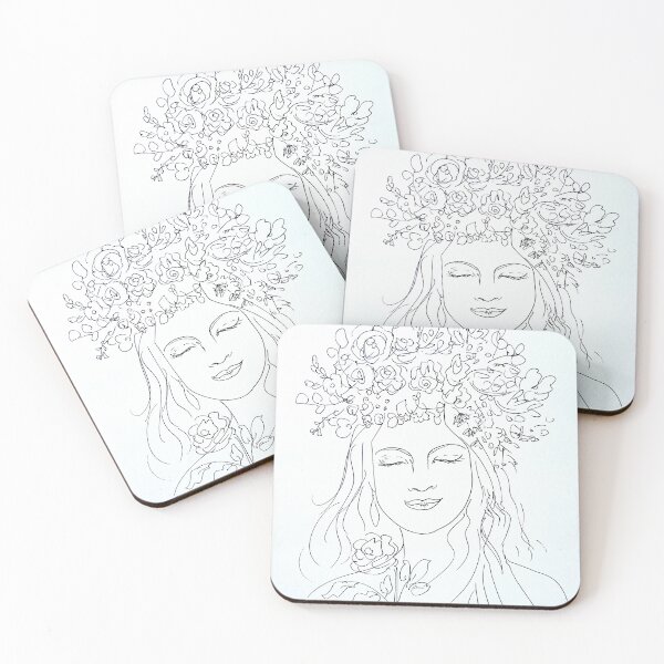 Item preview, Floral Crown Woman portrait Soft Yellow designed and sold by TinTinBloom.