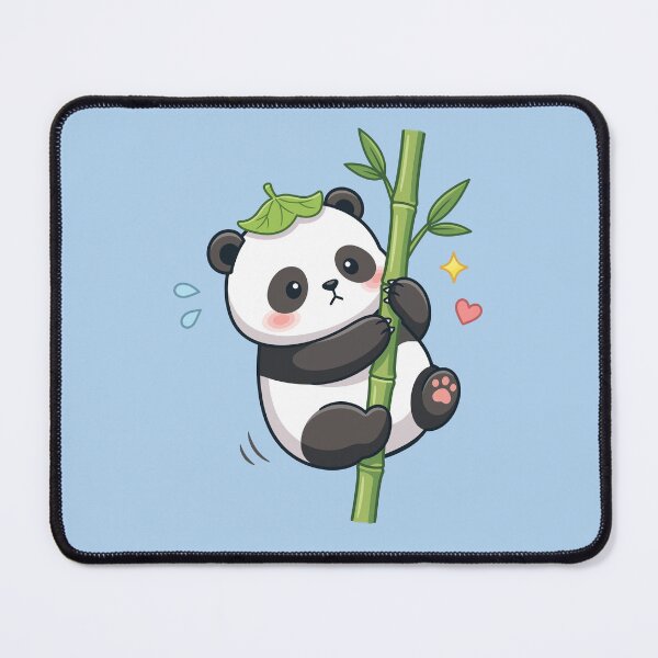 Item preview, Nervous Kawaii Panda Clinging to Bamboo Stalk - Cute & Relatable designed and sold by Tiny-roar-studio.
