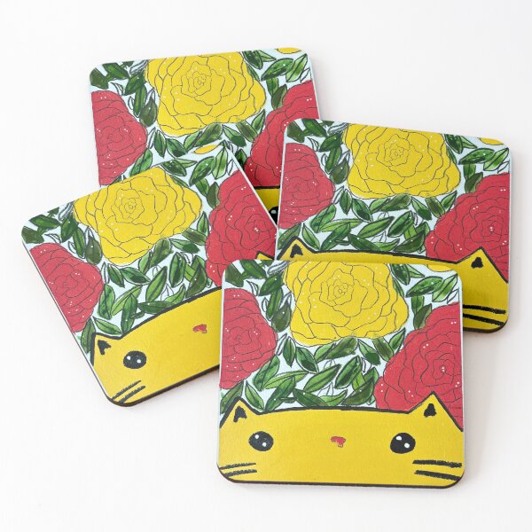 Item preview, Between the Roses - Yellow Cat Mixed Media - Day 107 of 365  designed and sold by BeeandKiwi.