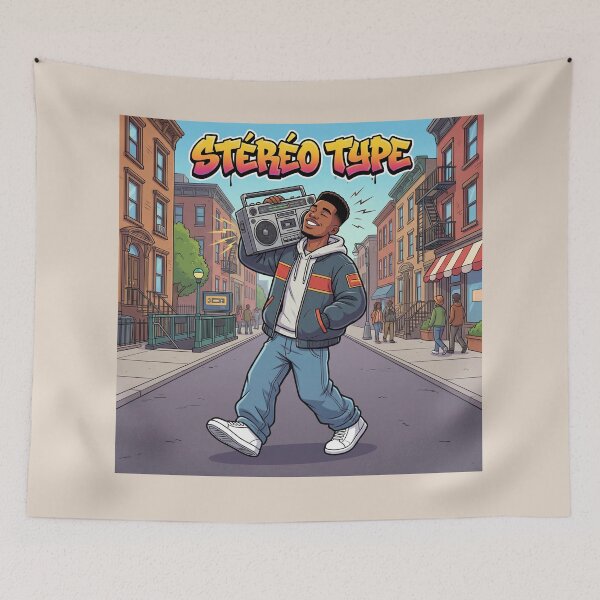 Item preview, Stereo Type – Vintage Hip-Hop Man with Boombox 90s Street Culture designed and sold by WordPlayStudio.
