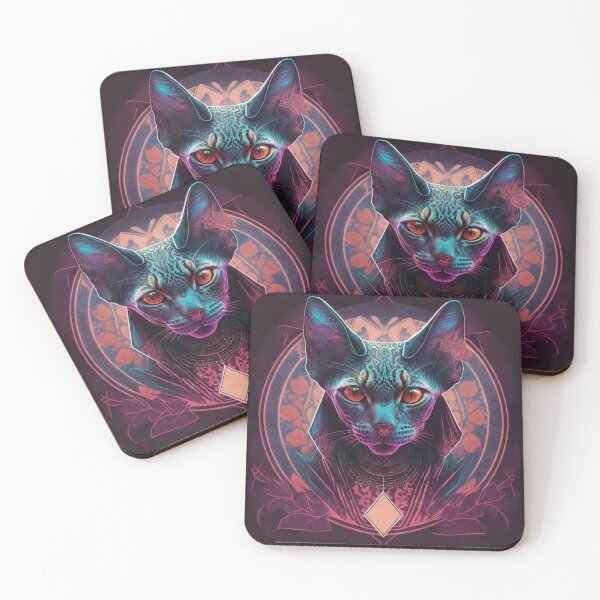 Item preview, Astro Cat Totem Animal Psytrance Rave Festival Visionary art designed and sold by LenariumArt.