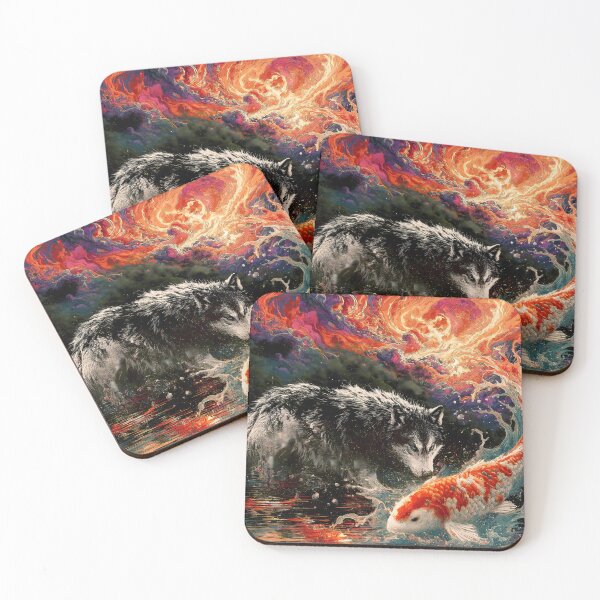 Item preview, Japanese Koi and Wolf Spirit Animal Art designed and sold by DonaldWaltersxx.