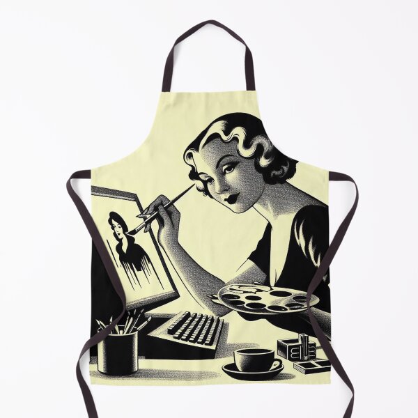 Artikelvorschau, Retro-Künstler bei der Arbeit – Vintage-Illustrator mit früher Computertastatur und Kaffee – Grafik in Schwarz und Creme entworfen und verkauft von DiamondSkyShirt.