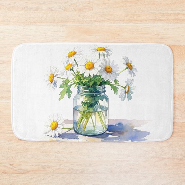 Item preview, Daisy Bouquet in Glass Jar Watercolor Art designed and sold by Rutvain.