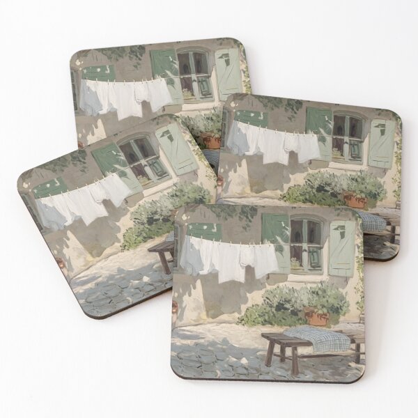 Item preview, French Summer Courtyard Painting | Provence Wall Art designed and sold by CARRAANN.