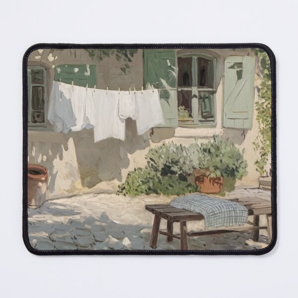 Item preview, French Summer Courtyard Painting | Provence Wall Art designed and sold by CARRAANN.