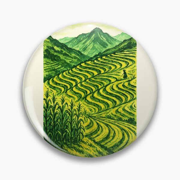 Item preview, Andean Cornfields - Watercolor Ink Landscape designed and sold by Sarcastic designs.