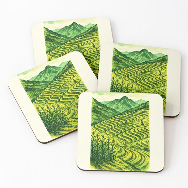 Item preview, Andean Cornfields - Watercolor Ink Landscape designed and sold by Sarcastic designs.