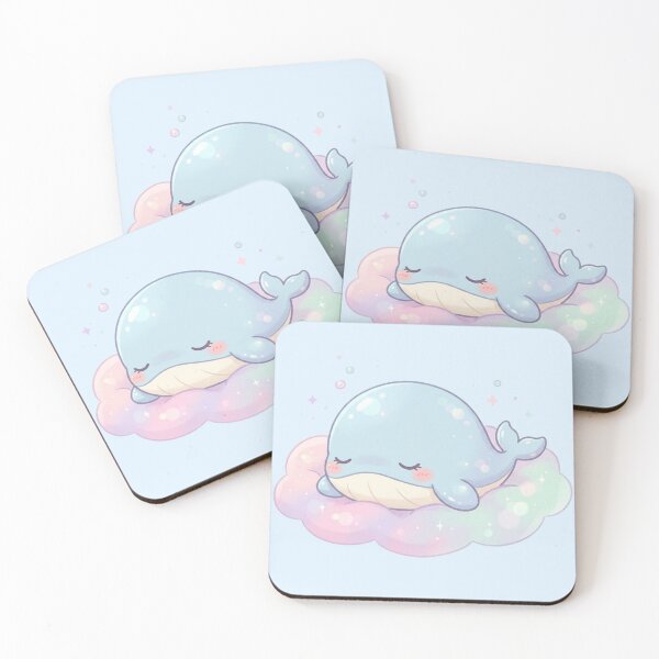 Item preview, Sleepy Kawaii Whale on Pastel Cloud – Cute Dreamy Aesthetic Cartoon designed and sold by soletstudio.