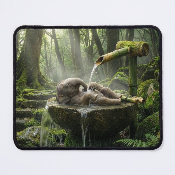 Item preview, Baby Elephant Takes Shishi Odoshi Bath designed and sold by Tridentulus.