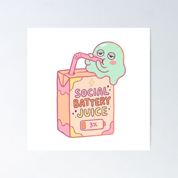 Item preview, Social Battery Juice Low Energy Introvert Funny Design designed and sold by Quiet Mode Studio.