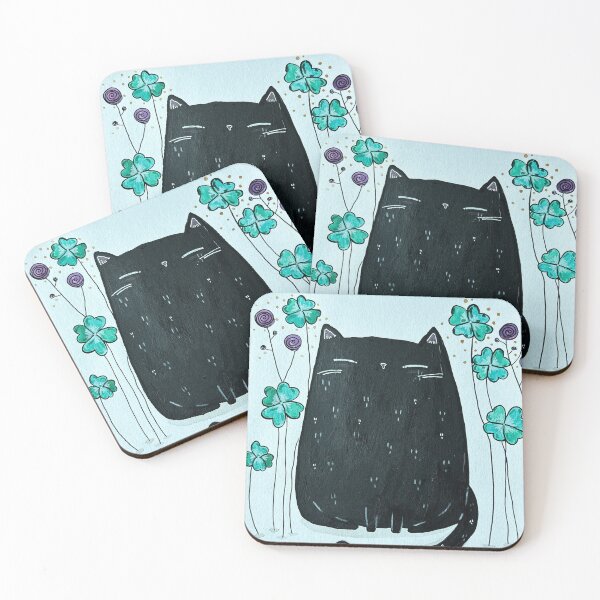 Item preview, Happy Go Lucky - Black Cat Mixed Media - Day 63 of 365  designed and sold by BeeandKiwi.
